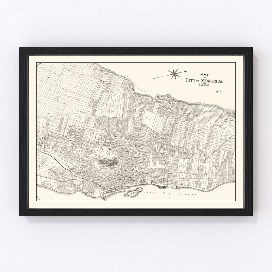 Vintage Map of Montreal, Canada 1920