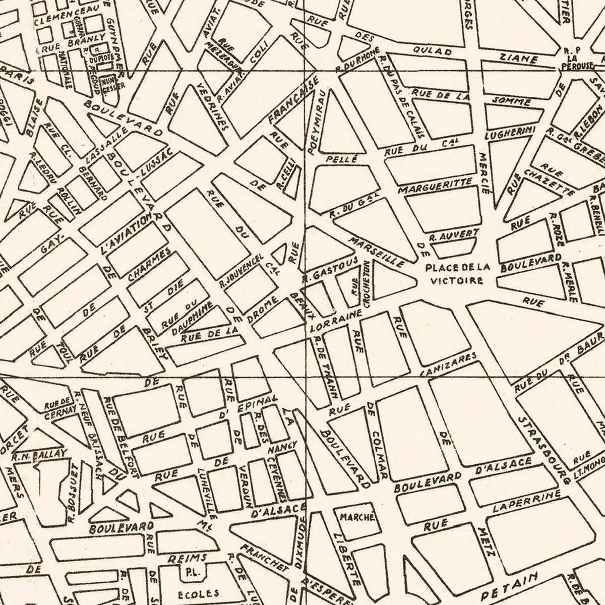 Restored historic details from the 1941 city map of Casablanca