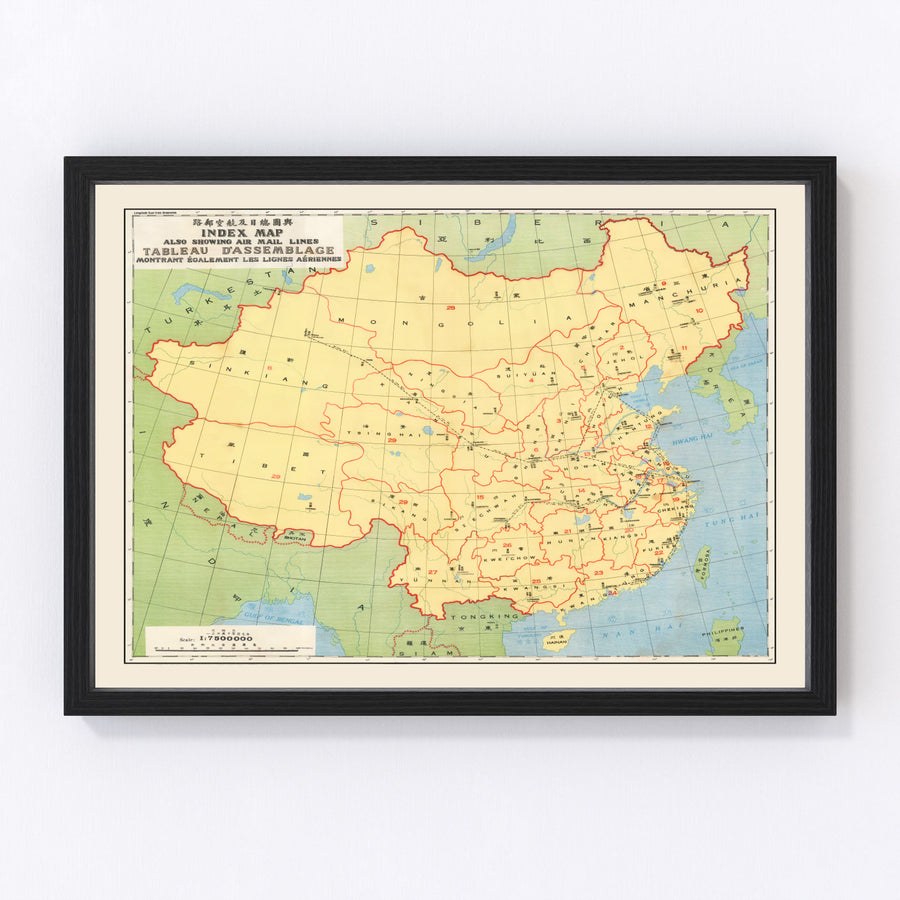 China Vintage Map 1933