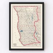 Mendocino County Vintage Map 1914