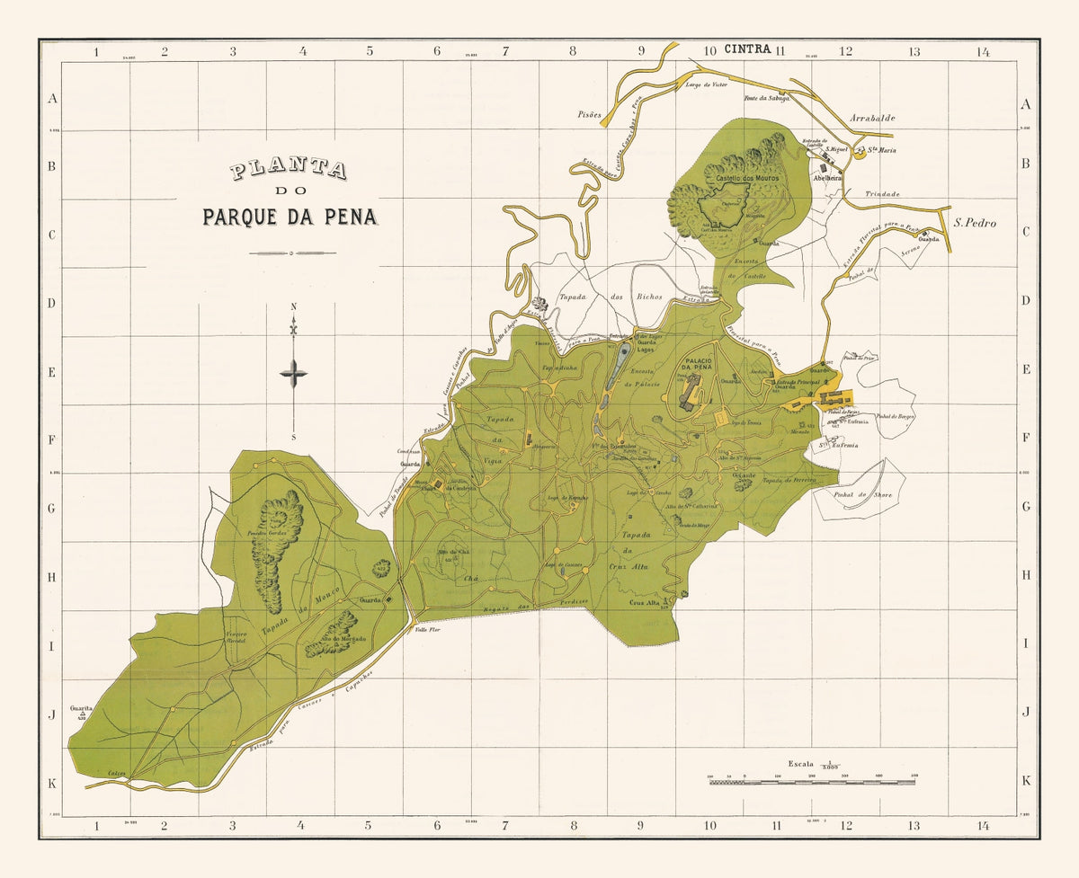 Preview of Vintage Parque da Pena Sintra Portugal Map 1912