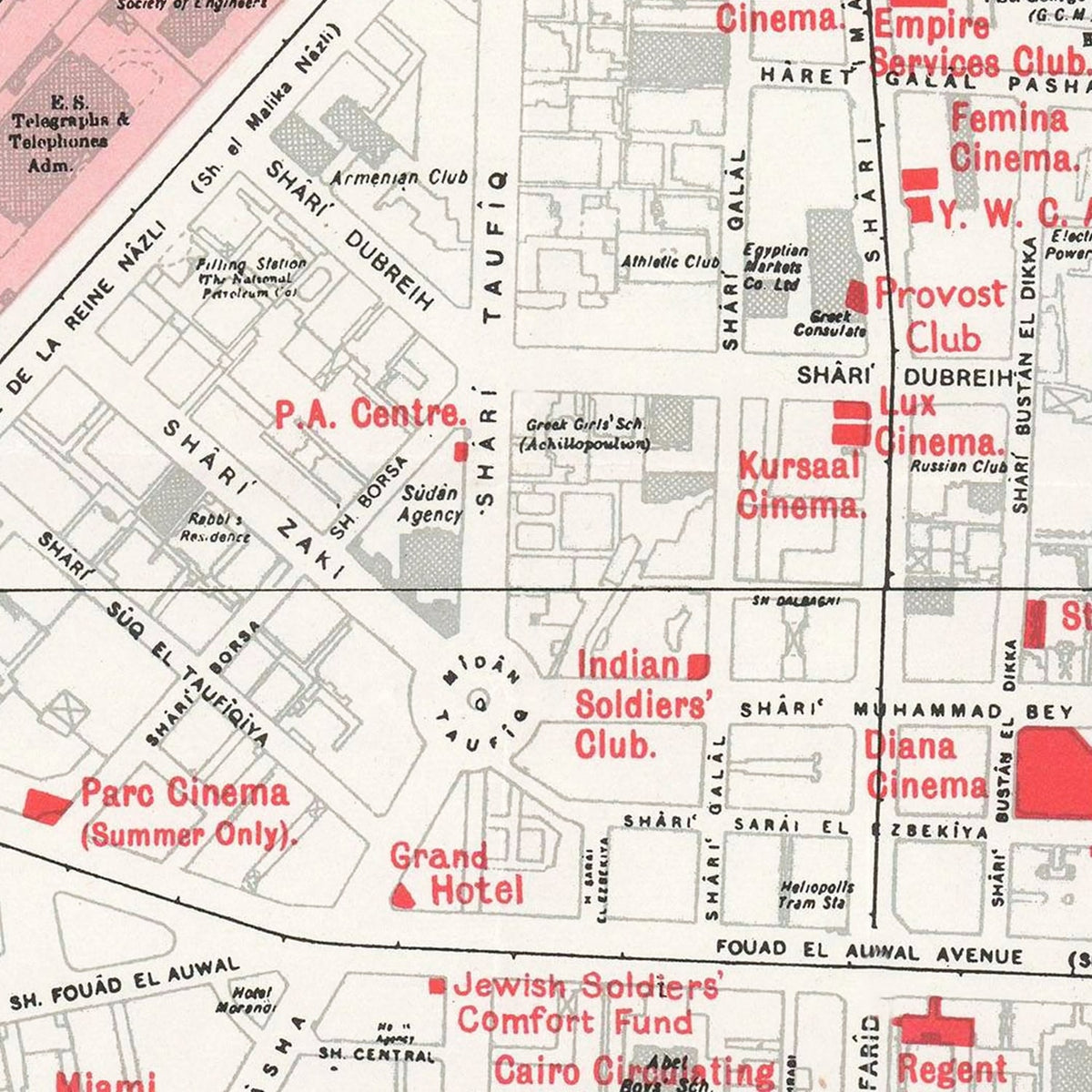 Restored historic details from the 1945 city map of Cairo