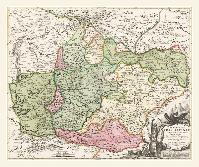 Size comparison using Vintage Romania Map 1716