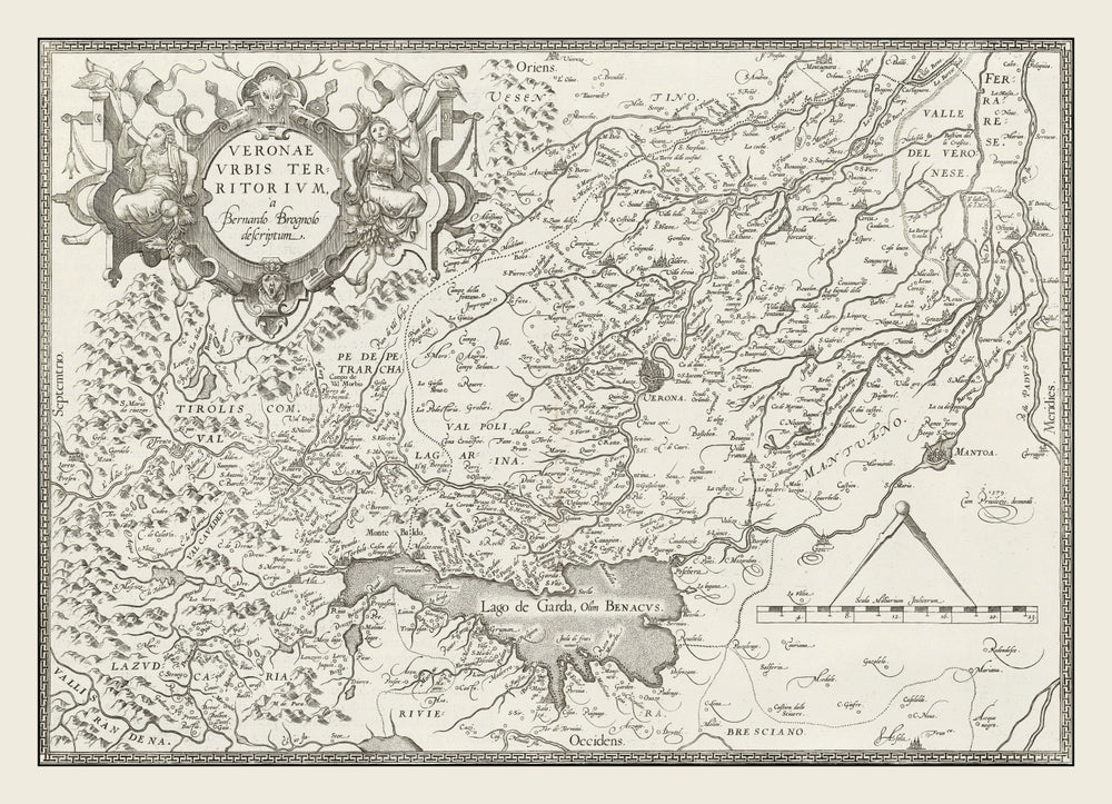 Vintage Map of Verona, Italy 1579 print style example