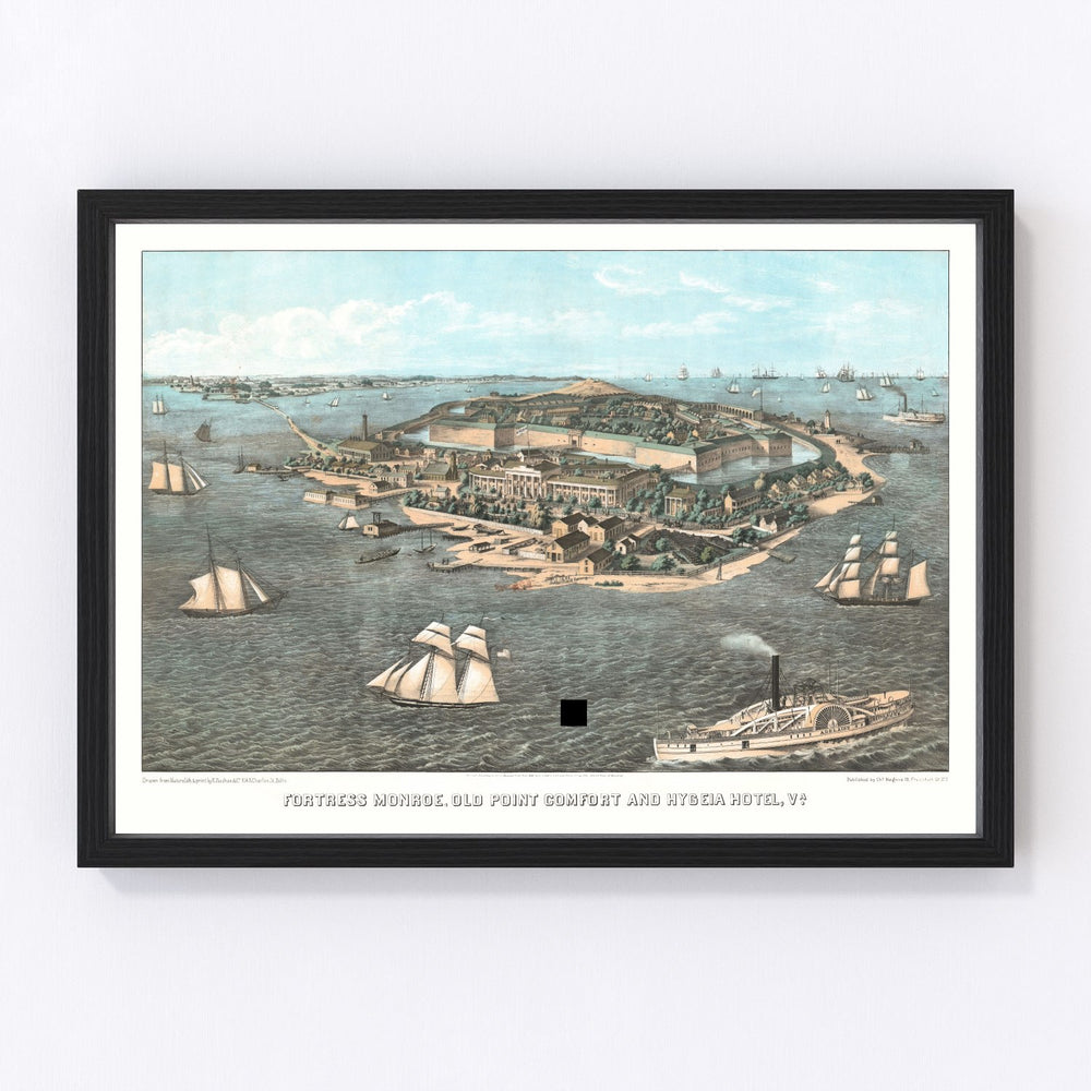 Fort Monroe Vintage Map 1861