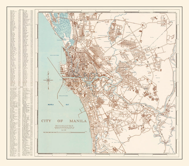 Size comparison using Vintage Map of Manila, Philippines 1945