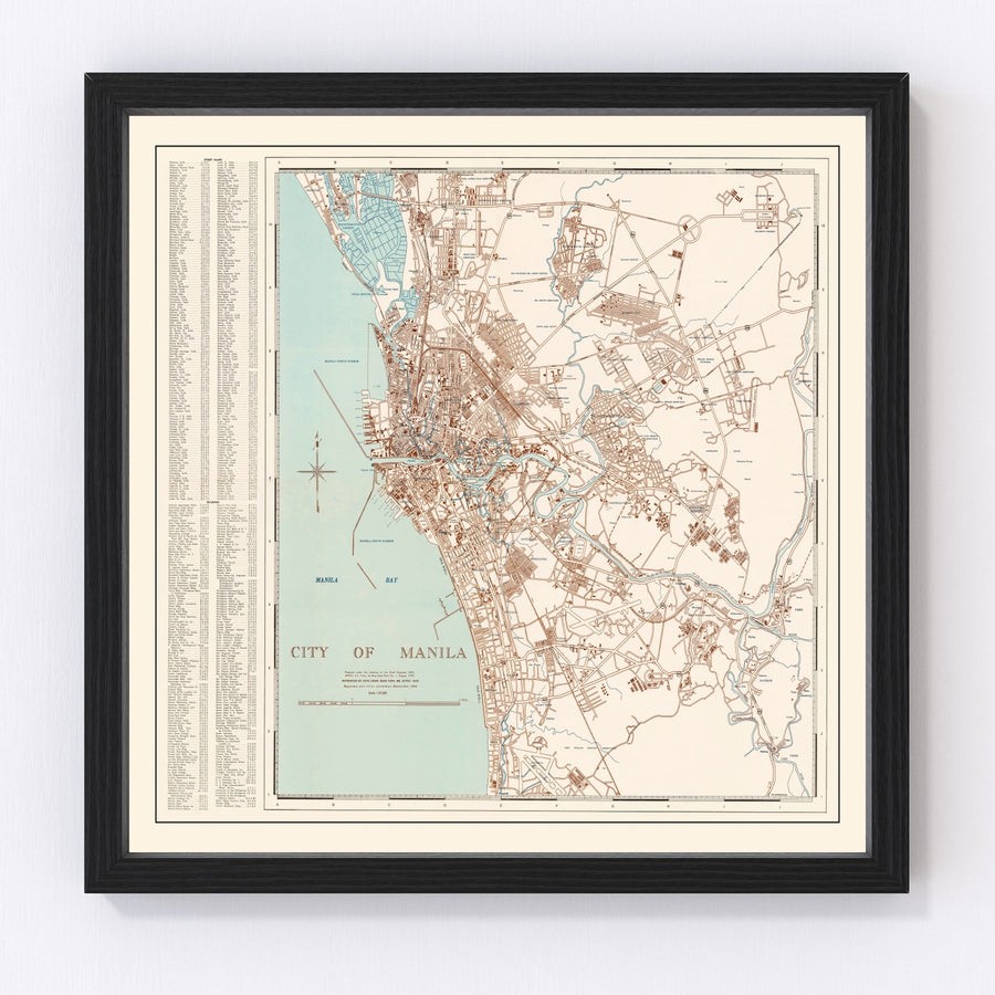 Vintage Map of Manila, Philippines 1945
