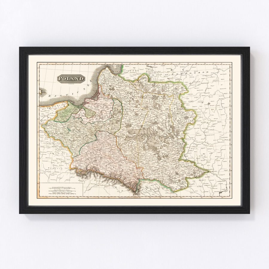 Vintage Map of Poland 1814