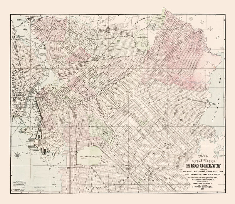 Size comparison using Vintage Map of Brooklyn, New York 1891