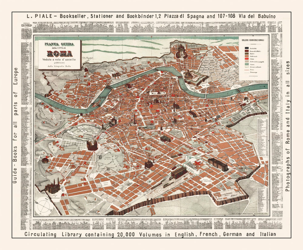 Vintage Map of Rome, Italy 1885 print style example