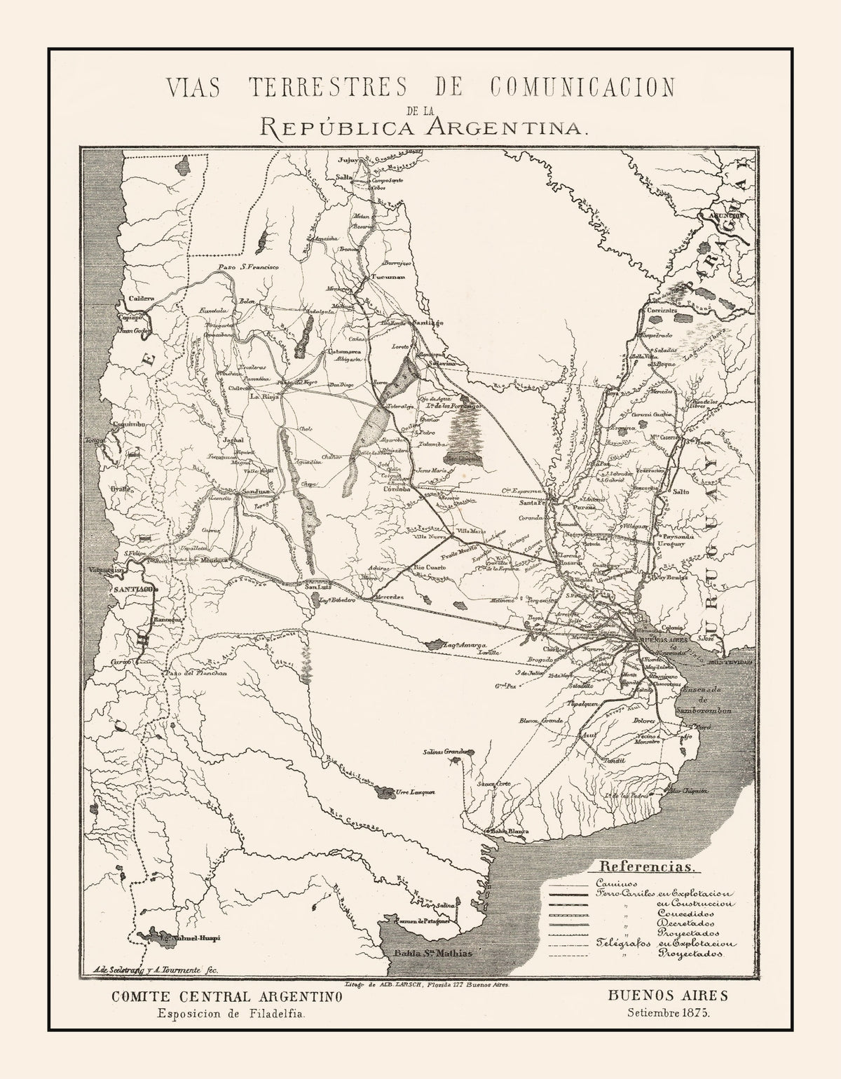 Preview of Vintage Map of Argentina 1876