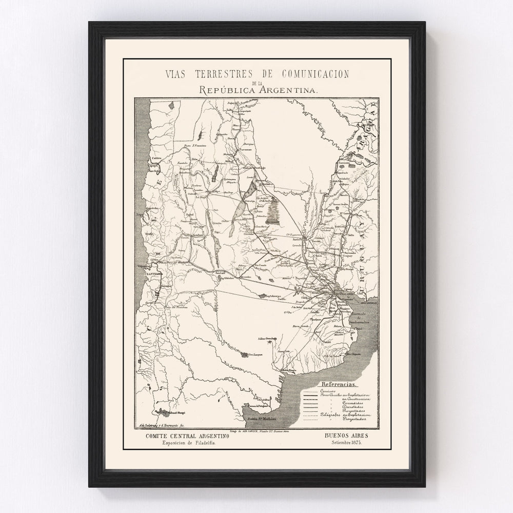 Argentina Vintage Map 1876