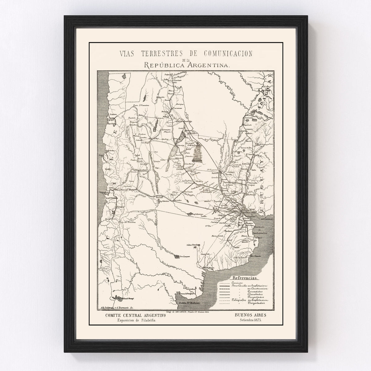 Argentina Vintage Map 1876