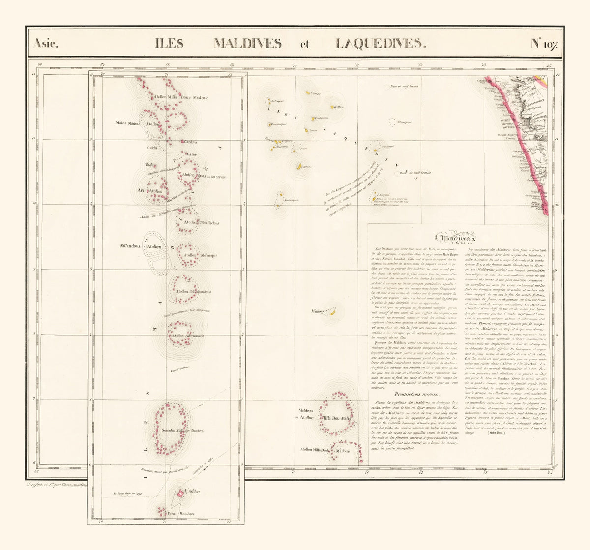 Preview of Vintage Maldive Archipelago Map 1827