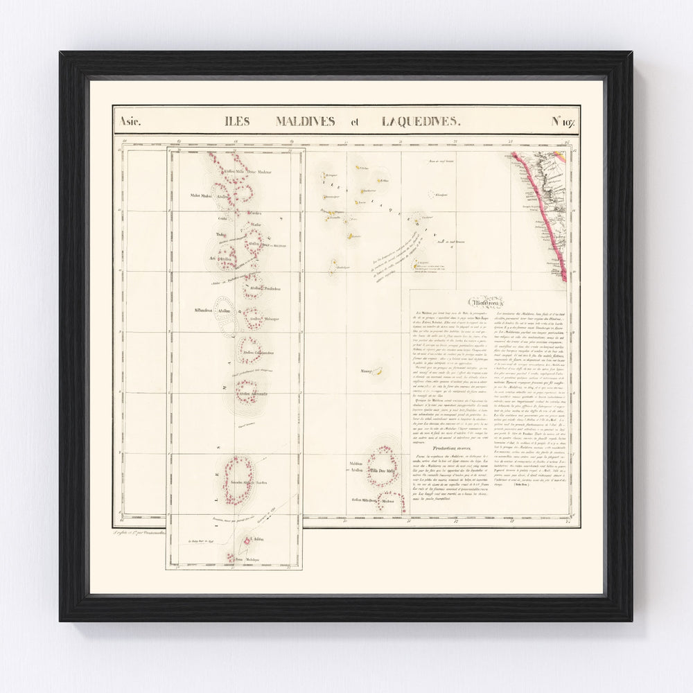Maldive Archipelago Vintage Map 1827