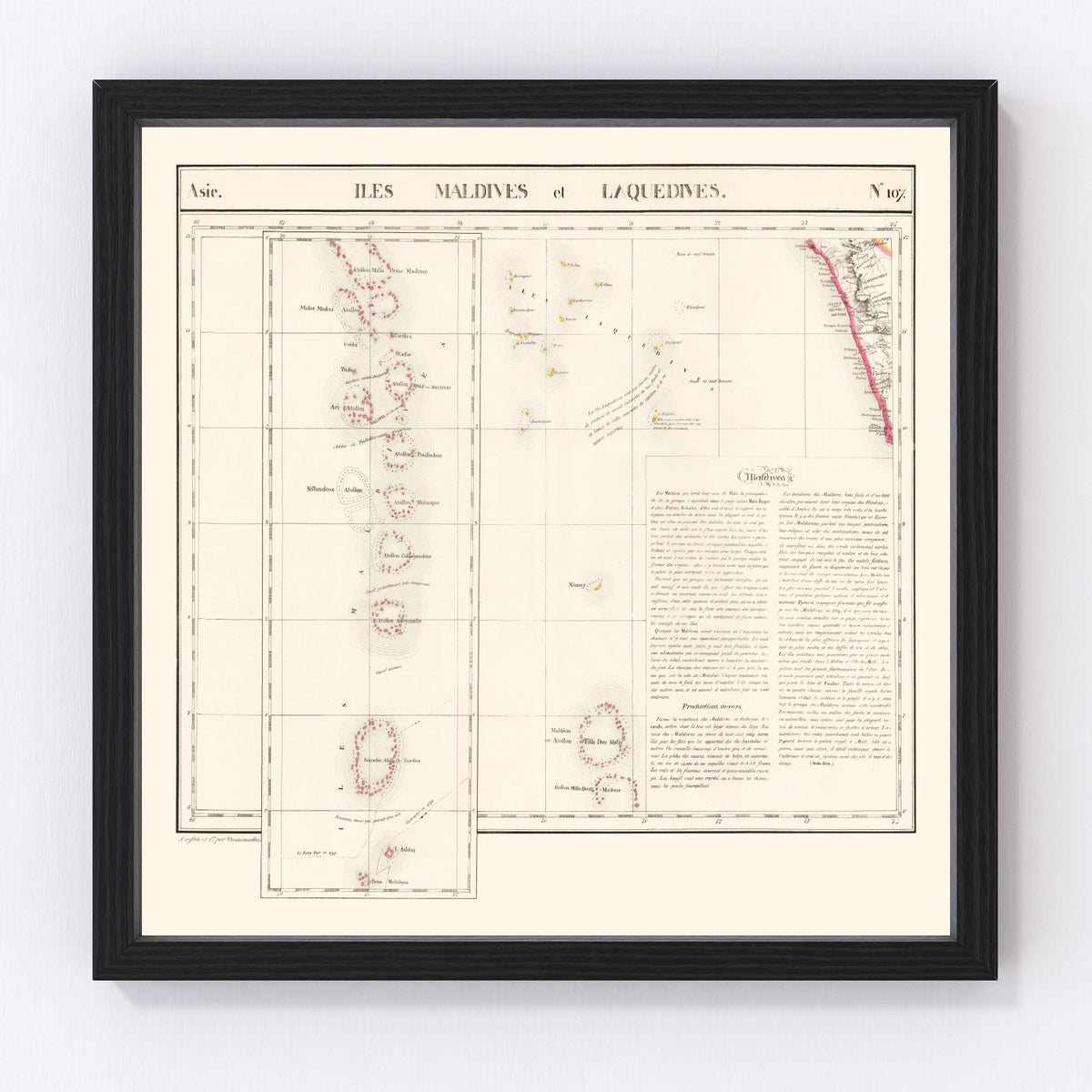 Maldive Archipelago Vintage Map 1827