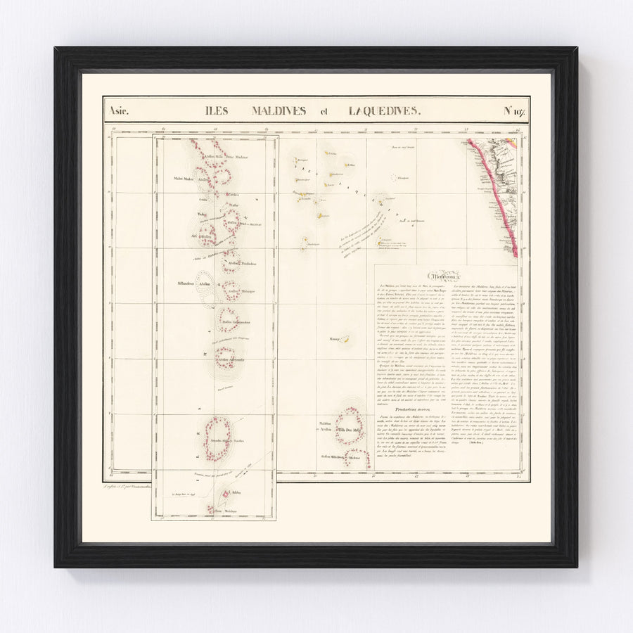Maldive Archipelago Vintage Map 1827