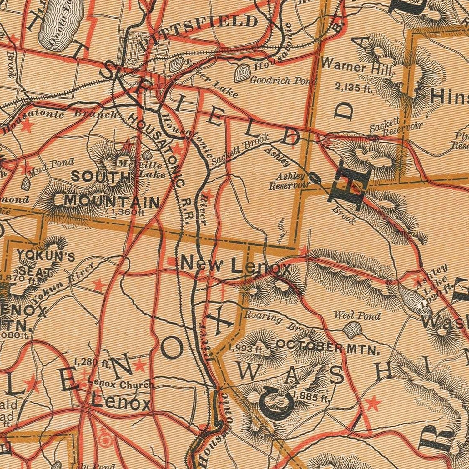 Restored historic details from the 1896 misc. attraction map of County, Massachusetts