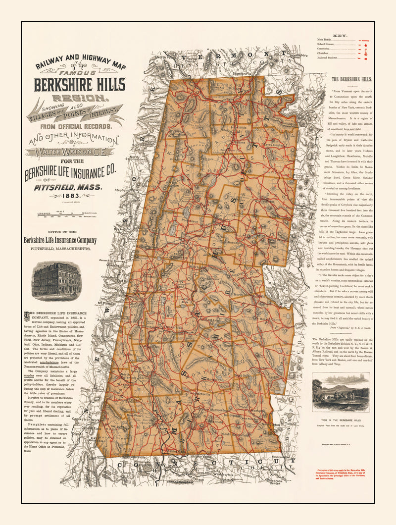 Size comparison using Vintage Map of the Berkshires 1896