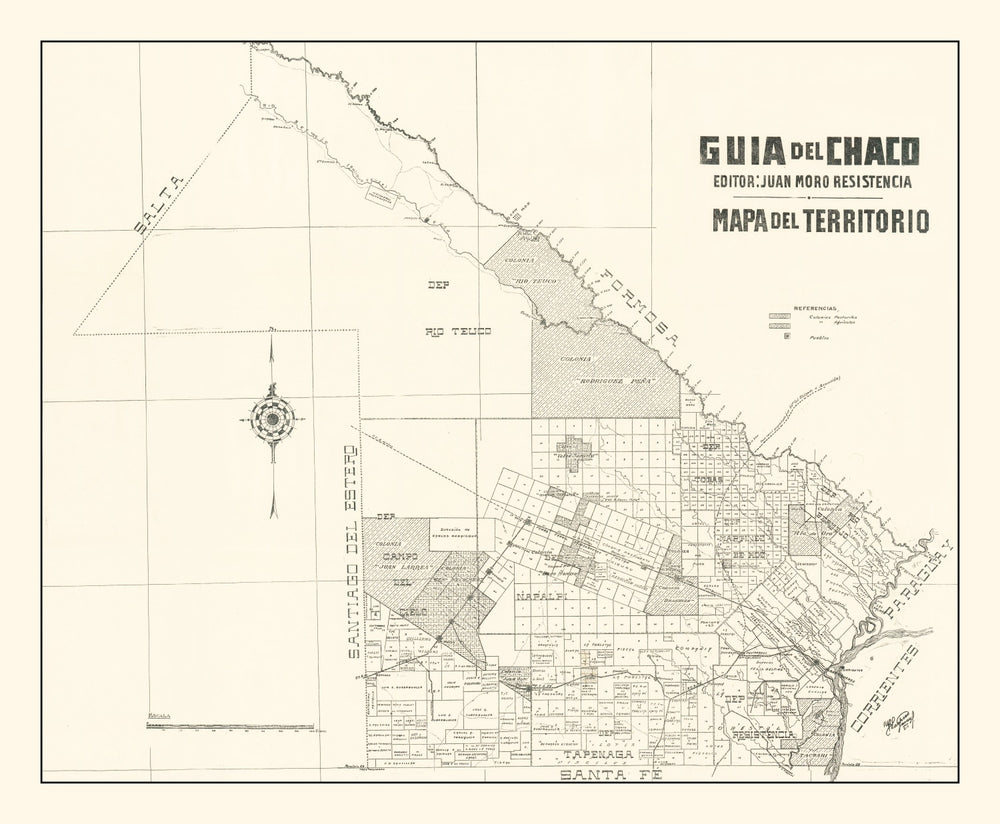 Vintage Chaco Province, Argentina Map 1920 print style example