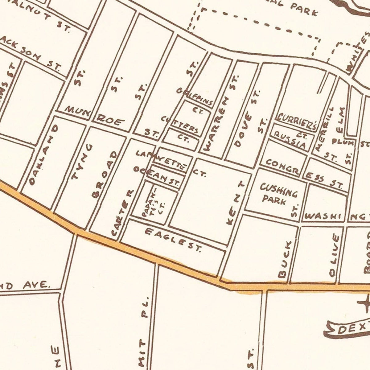 Restored historic details from the 1955 city map of Newburyport, Massachusetts