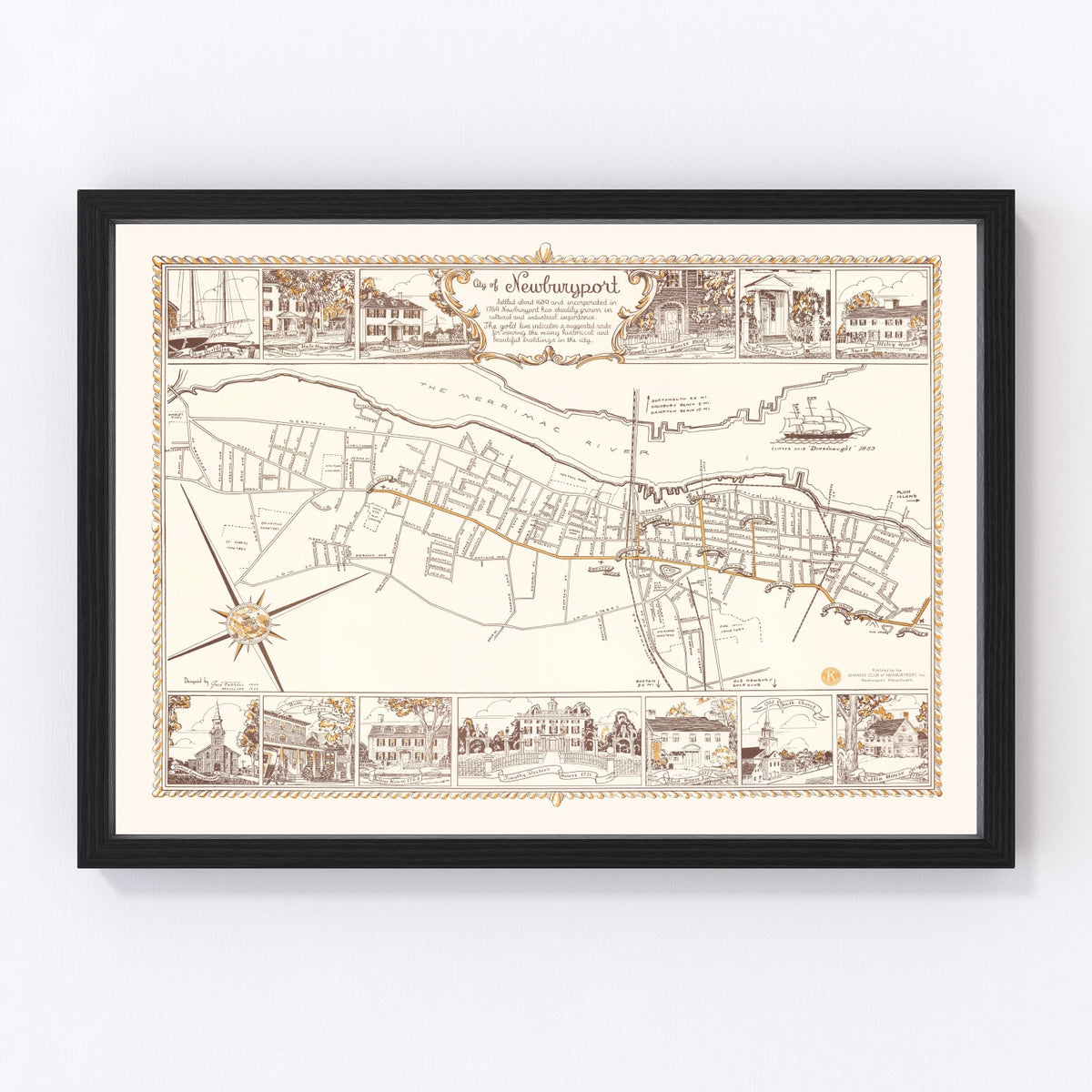 Newburyport Vintage Map 1955
