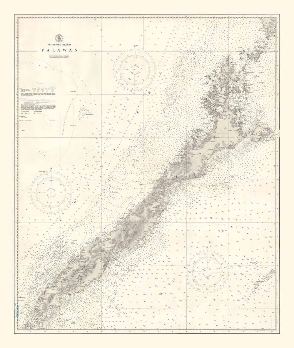 Vintage Palawan Island Map 1938 print style example