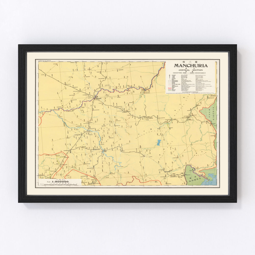 Central Manchuria Vintage Map 1933