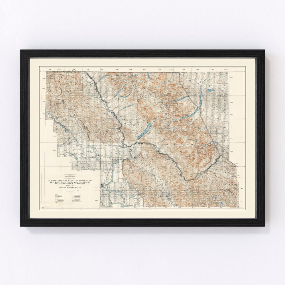 Glacier National Park Vintage Map 1935