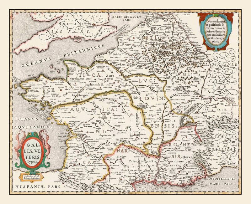 Size comparison using Vintage Ancient Gaul Map 1662
