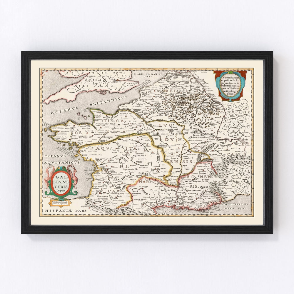 Ancient Gaul Vintage Map 1662