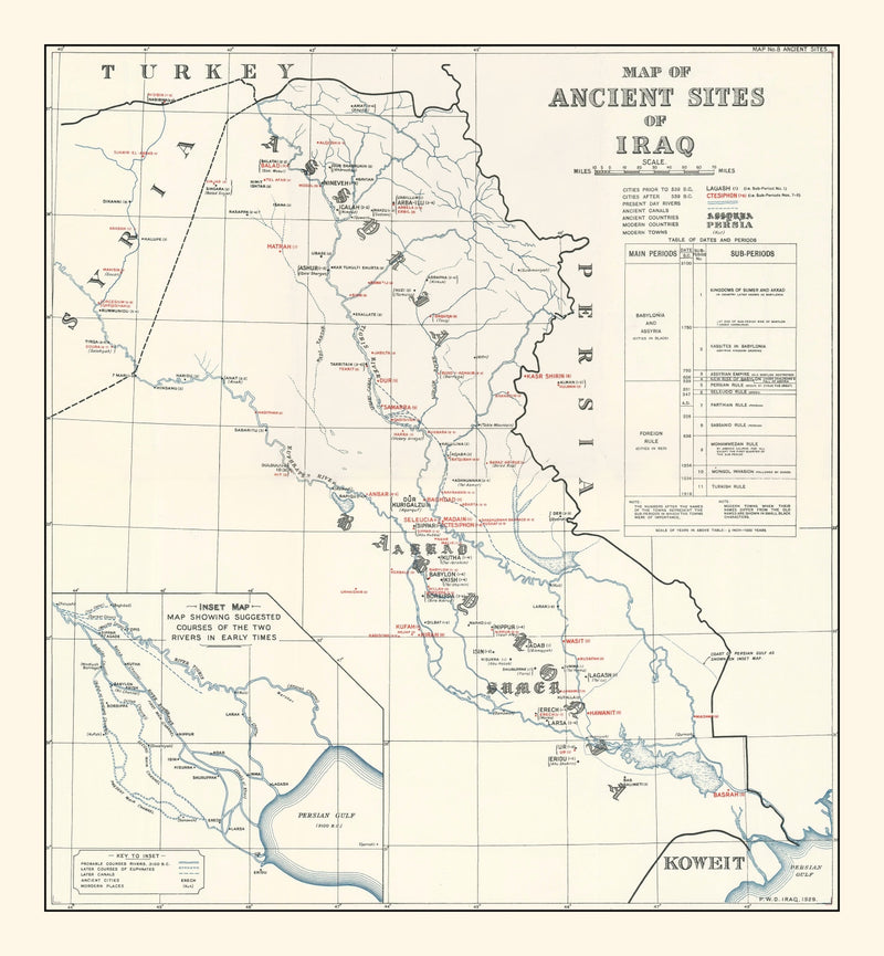 Size comparison using Vintage Map of the Ancient Sites of Iraq 1929