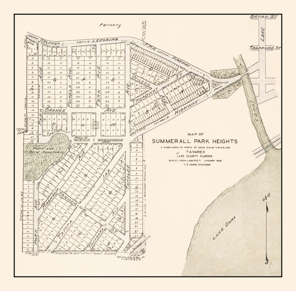 Preview of Vintage Summerall Park Heights, Tavares, FL Map 1926