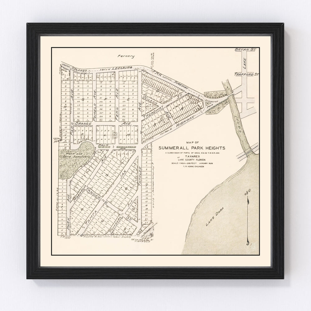 Summerall Park Heights Tavares Vintage Map 1926