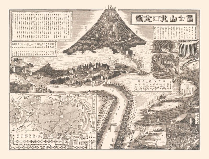 Size comparison using Vintage Mount Fuji Japan Map 1933