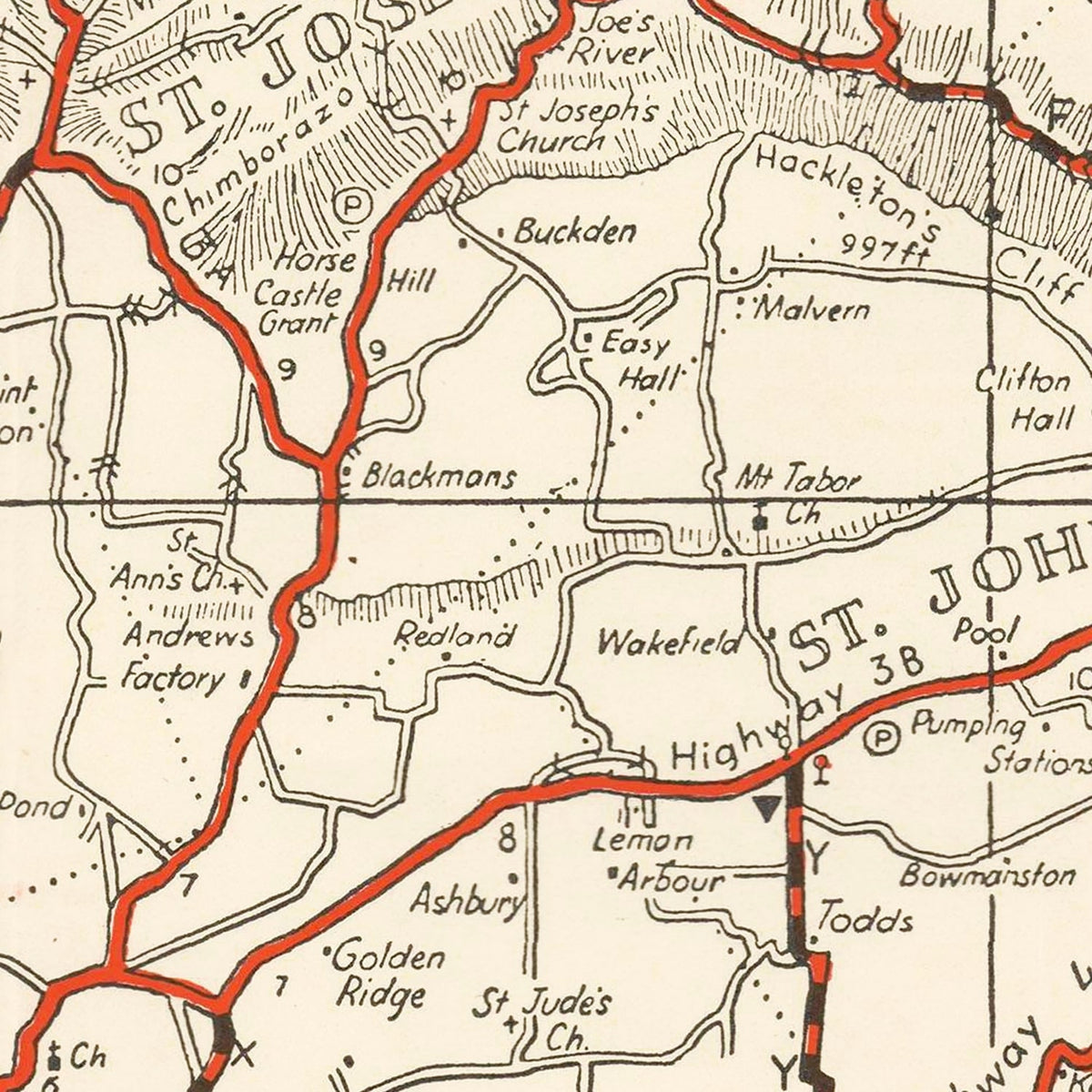 Restored historic details from the 1956 country map of County