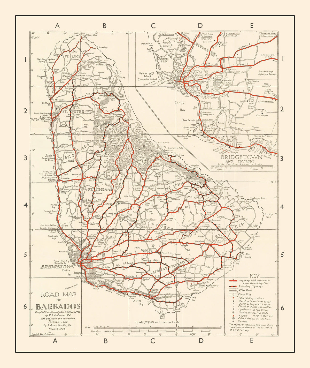 Preview of Vintage Map of Barbados 1956