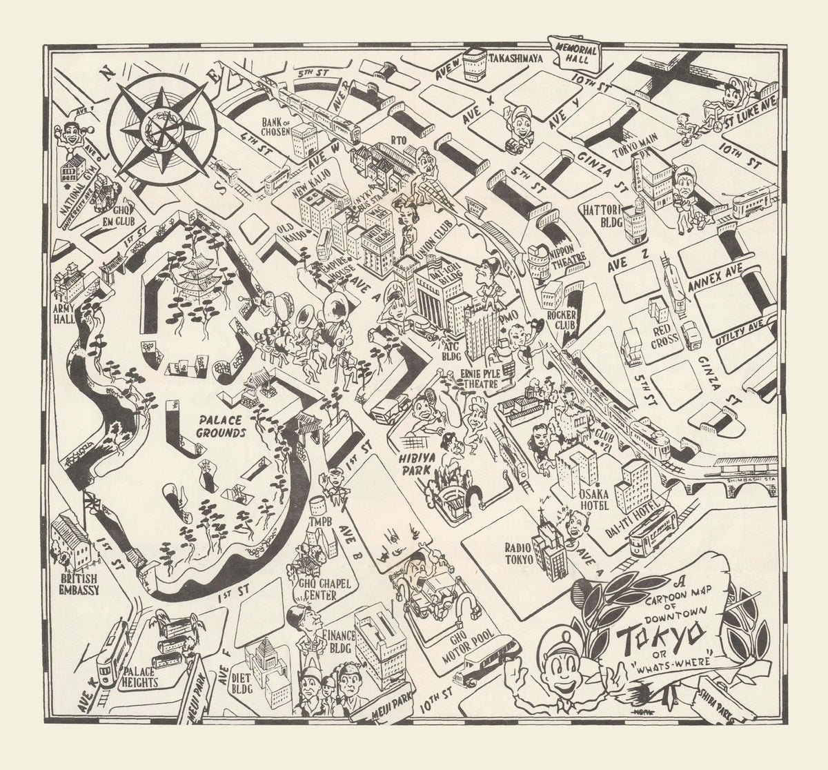 Preview of Vintage Map of Tokyo, Japan 1952