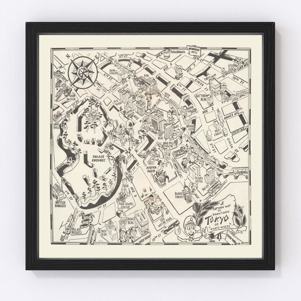 Tokyo Vintage Map 1952