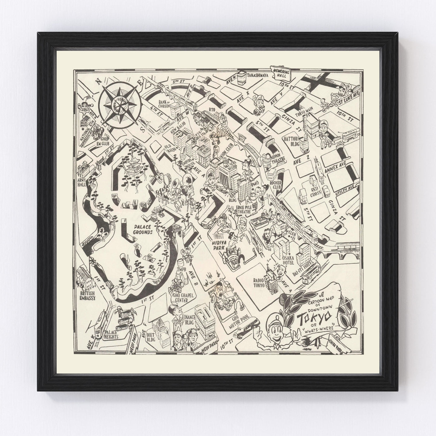 Tokyo Vintage Map 1952