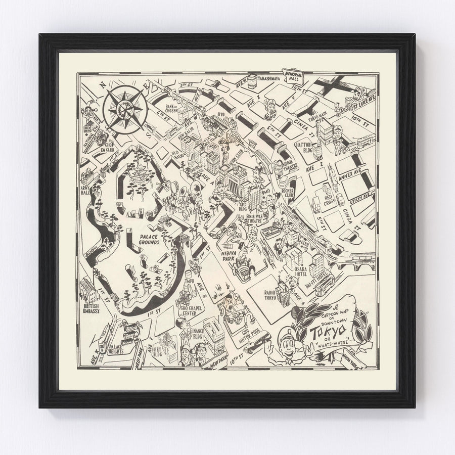 Vintage Map of Tokyo, Japan 1952