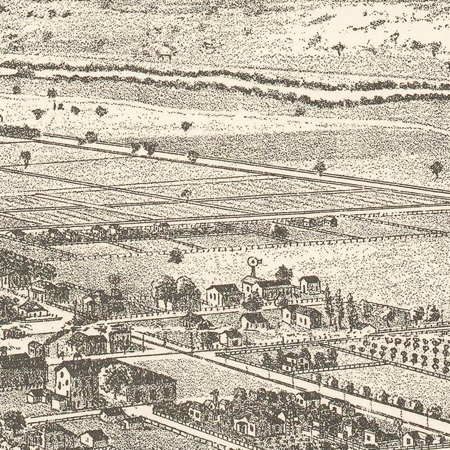 Restored historic details from the 1870 city map of Lodi, California