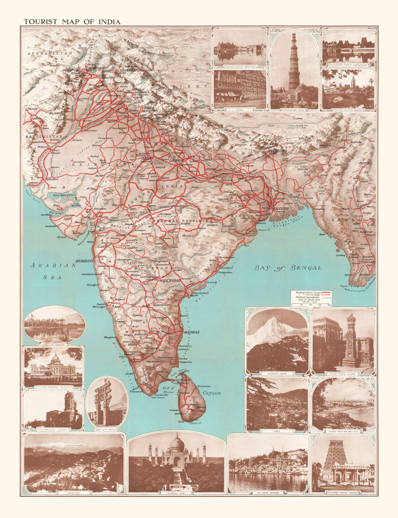 Size comparison using Vintage India Tourist Map 1930