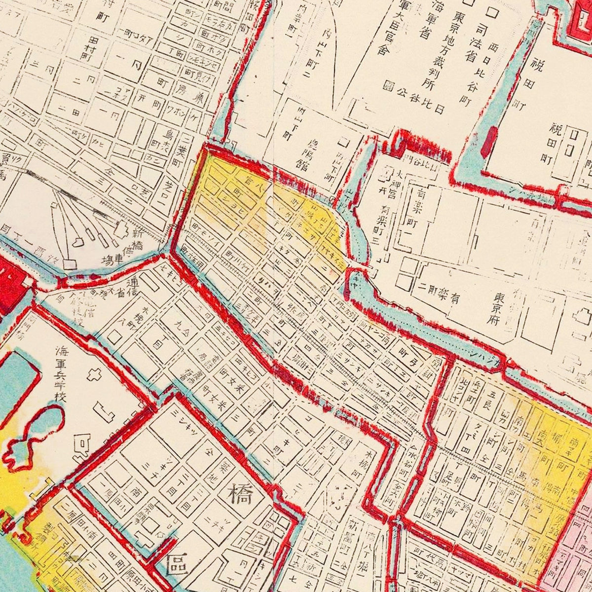 Restored historic details from the 1895 city map of Tokyo