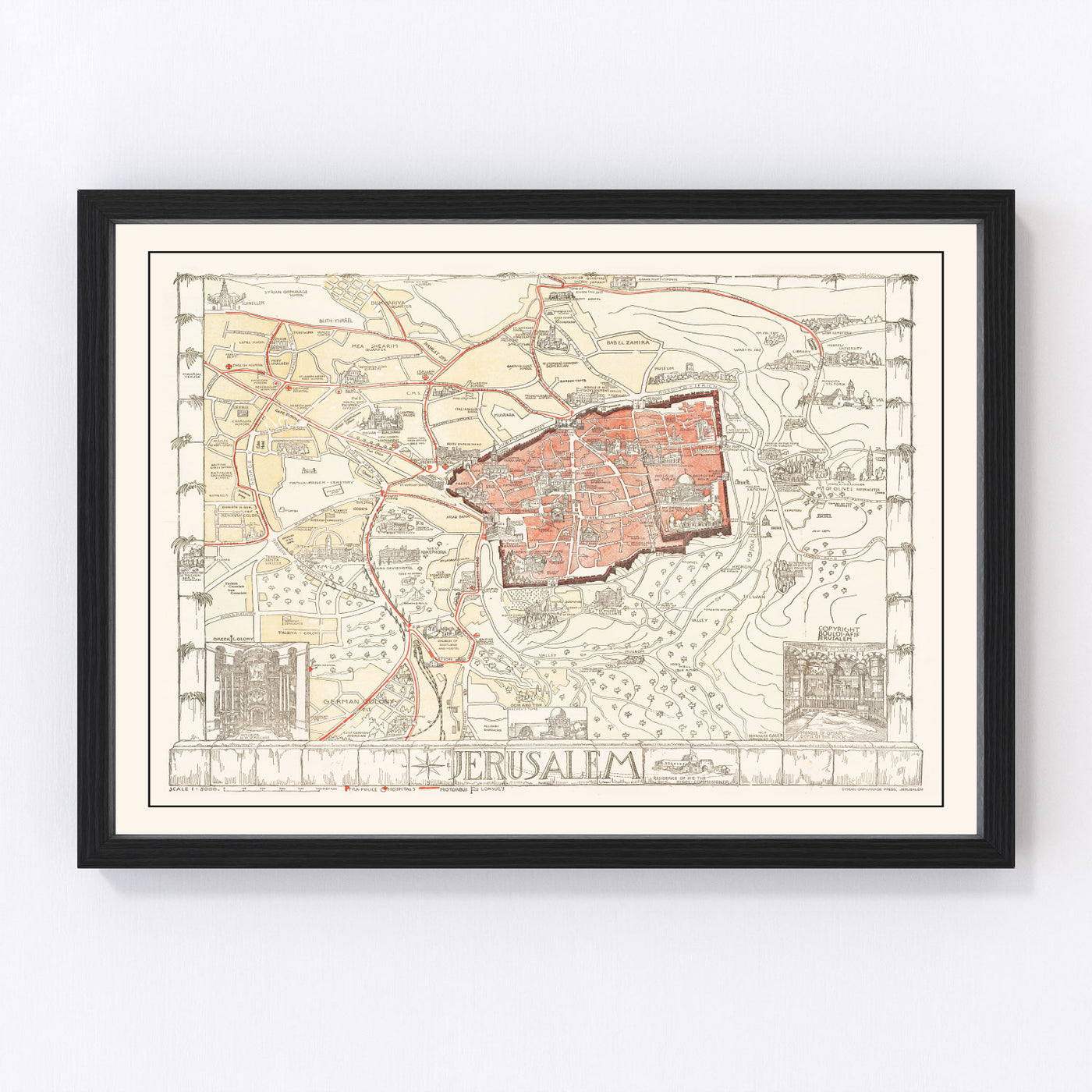 Jerusalem Vintage Map 1935