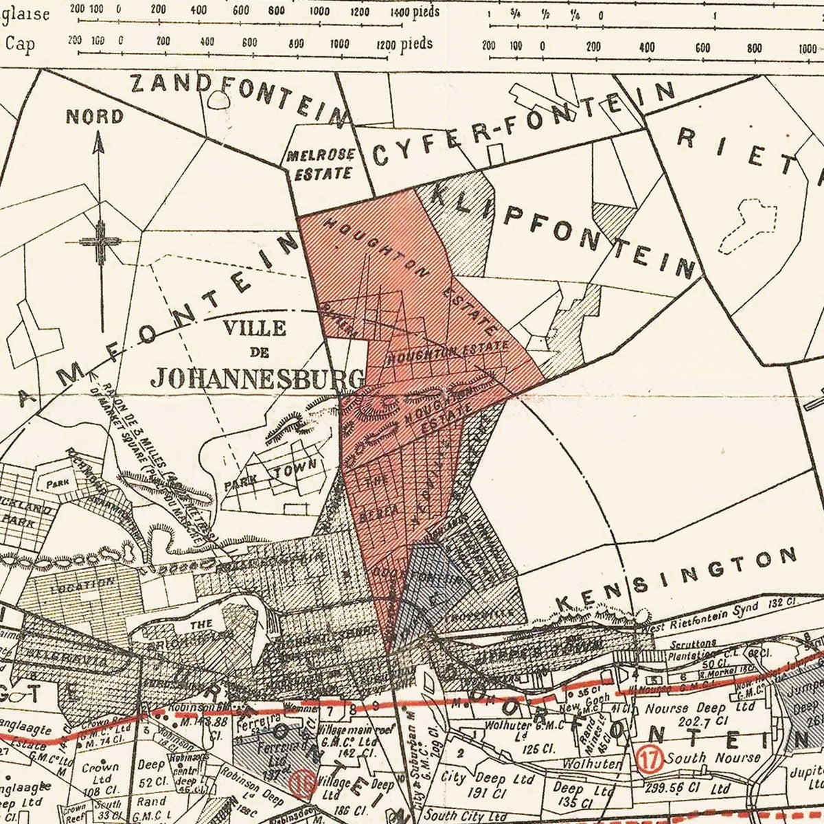 Restored historic details from the 1902 city map of Johannesburg