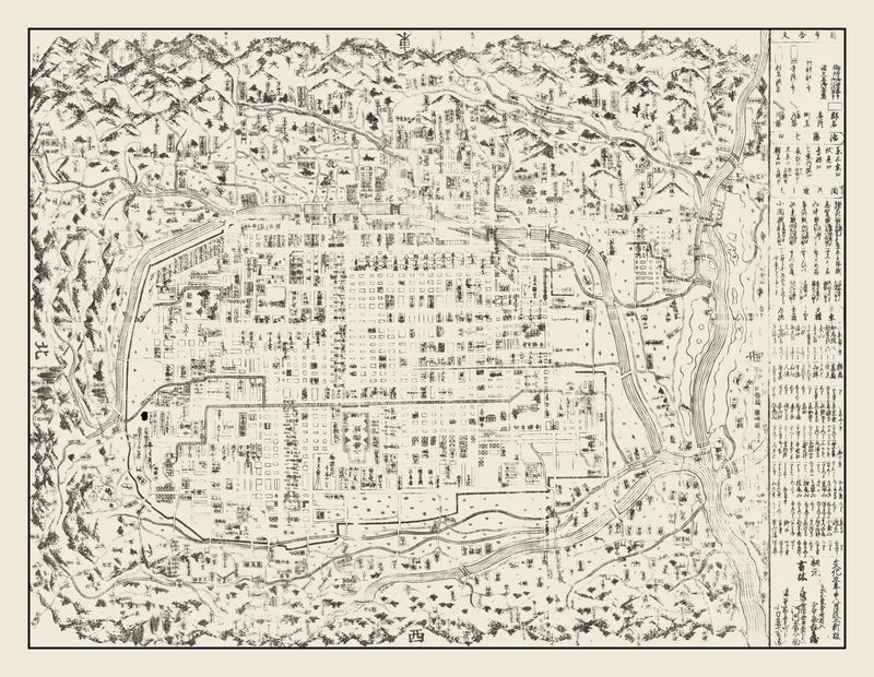 Size comparison using Vintage Map of Kyoto, Japan 1812