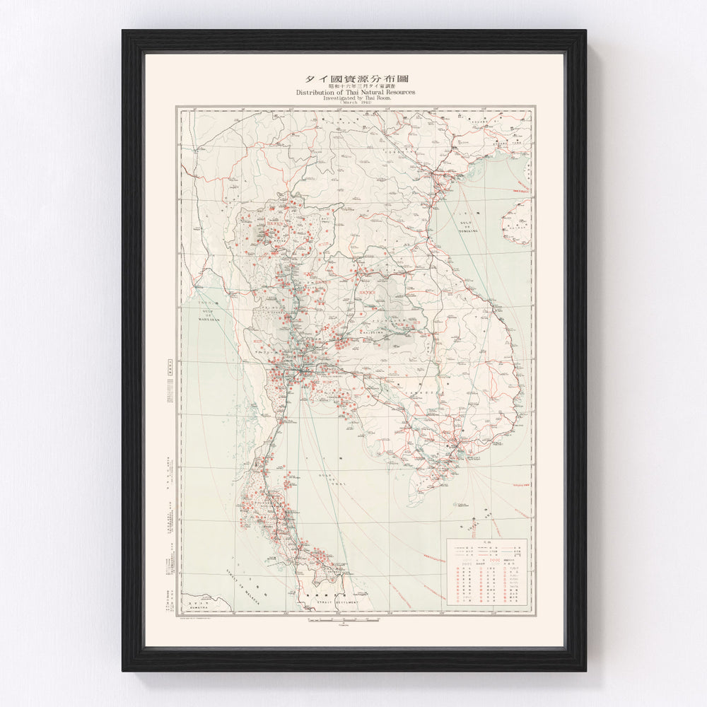 Thailand Vintage Map 1941