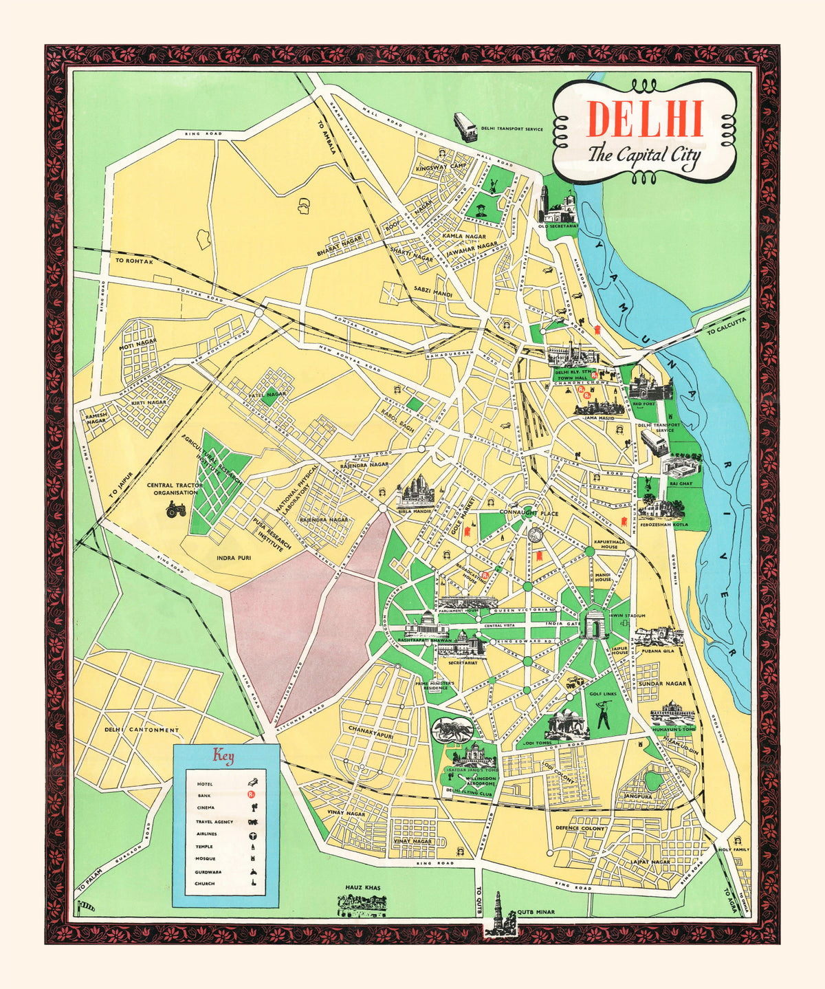 Preview of Vintage Map of Delhi, India 1960