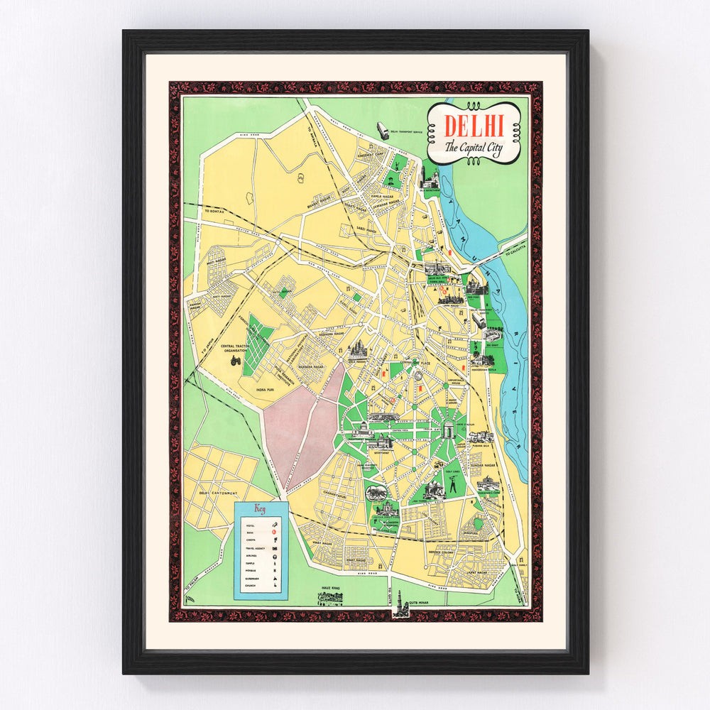 Delhi Vintage Map 1960